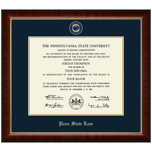 #122 Diploma Frame Penn State Law Masterpiece Medallion Murano (Cherry)